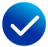 Blue icon of a circle containing a white tick mark