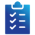 Blue icon of a clipboard