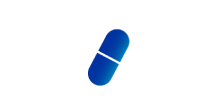 Blue icon of a pill
